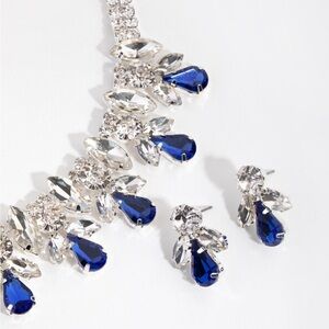 Lovisa Silver Diamante Glamorous Earrings & Necklace Set NWOT